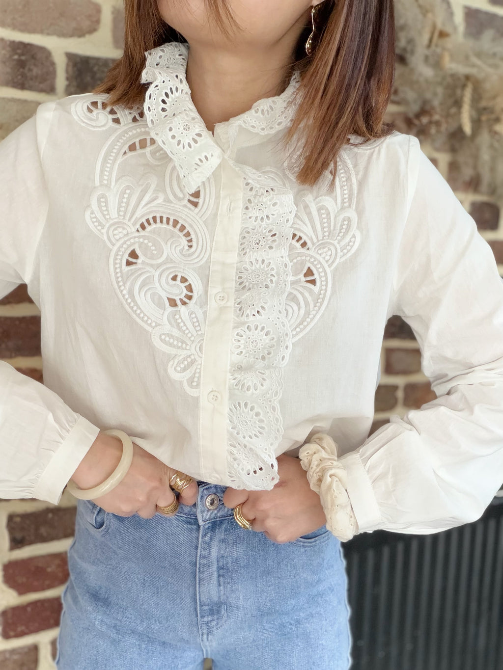 Chemisier col dentelle