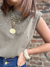 Charger l&#39;image dans la galerie, Top kaki strass
