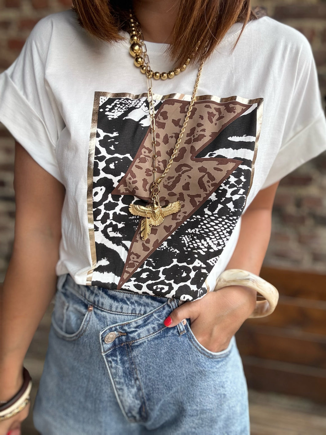 T-shirt éclair Léopard