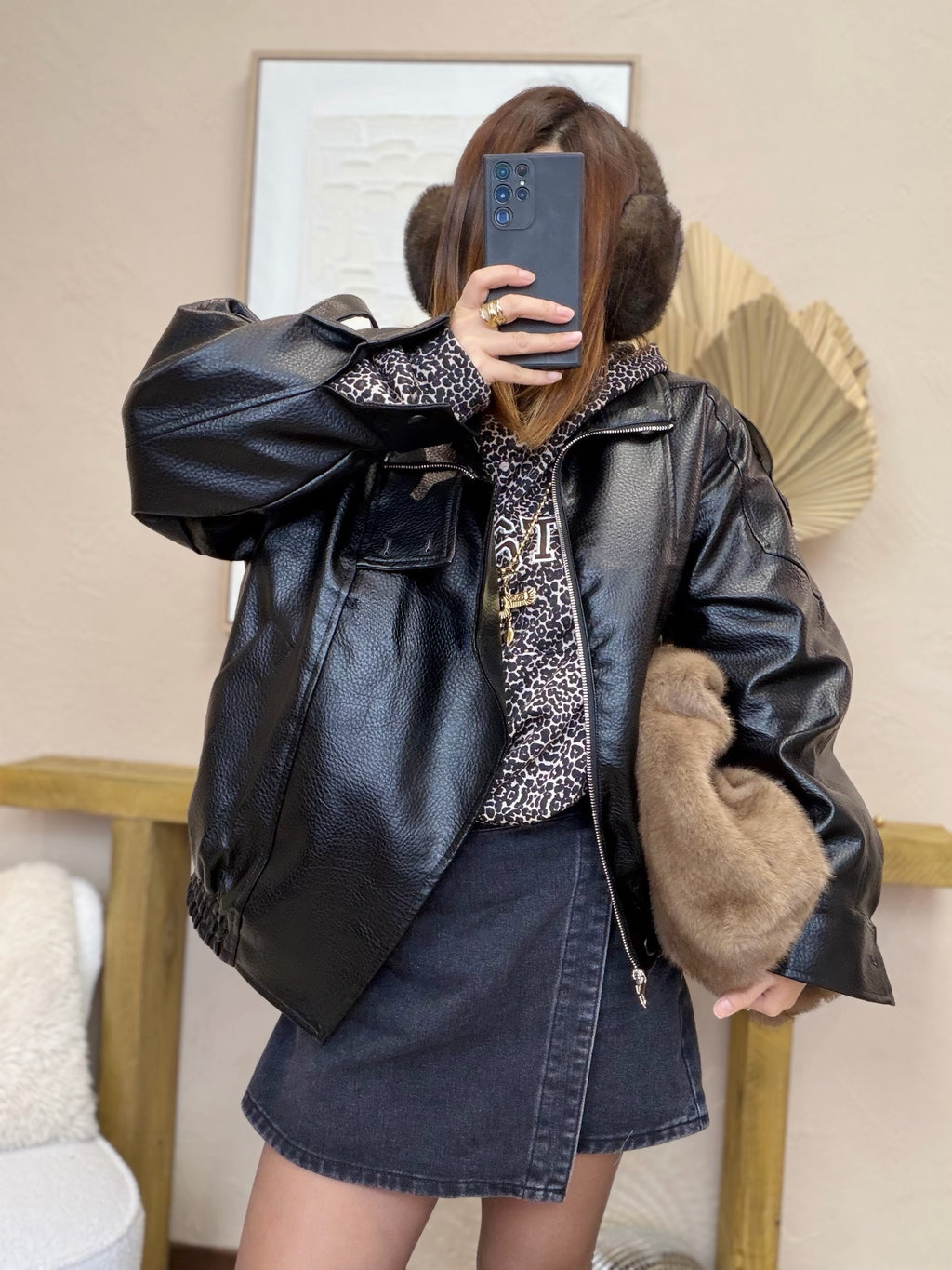 Veste similicuir noire