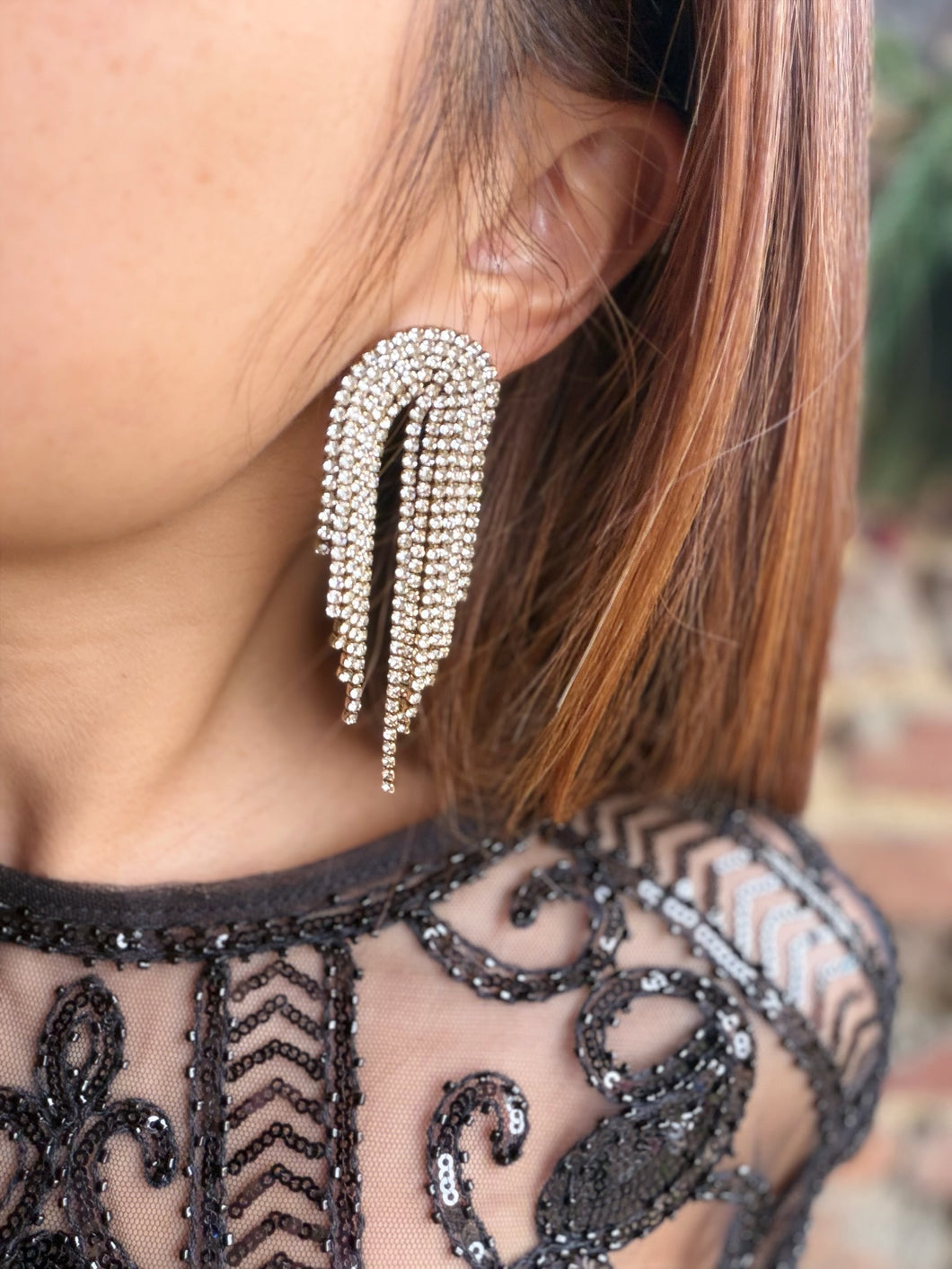Boucles d’oreilles à strass dorées