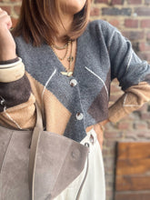 Charger l&#39;image dans la galerie, Gilet mi-long gris losange
