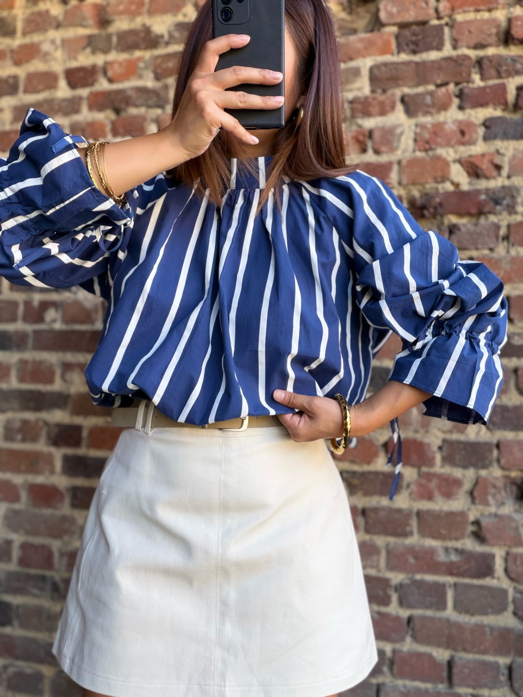 Blouse bleue rayée