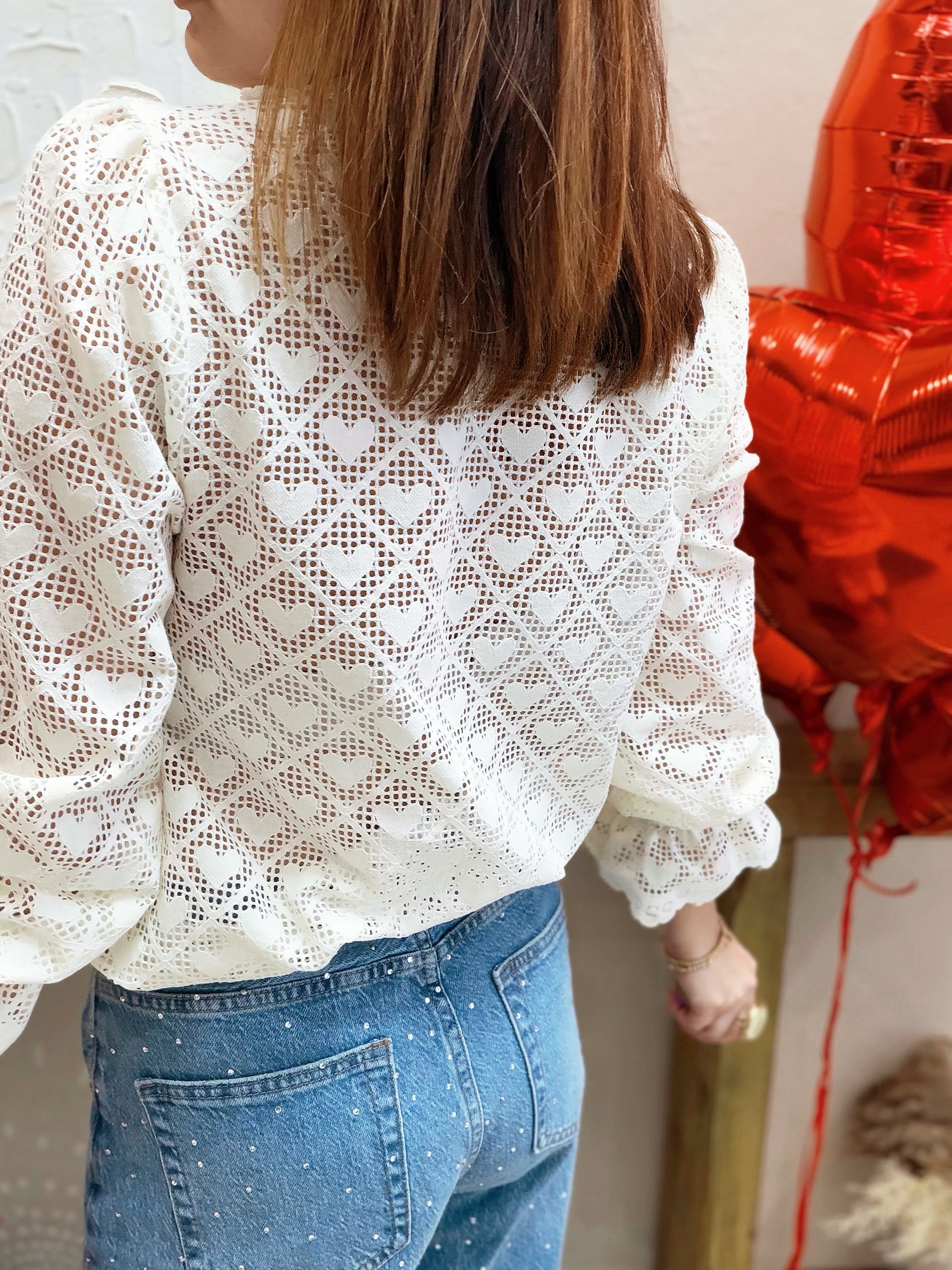 Chemisier semi-transparent cœurs