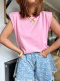 T-shirt rose delavé épaulettes