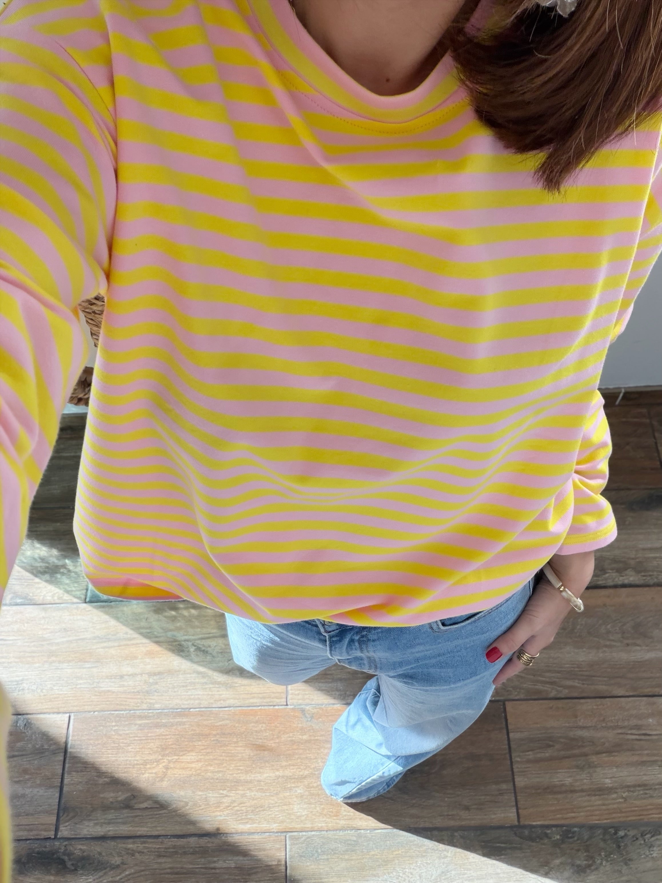 T-shirt manches longues rayé jaune