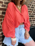 Blouse corail manches longues