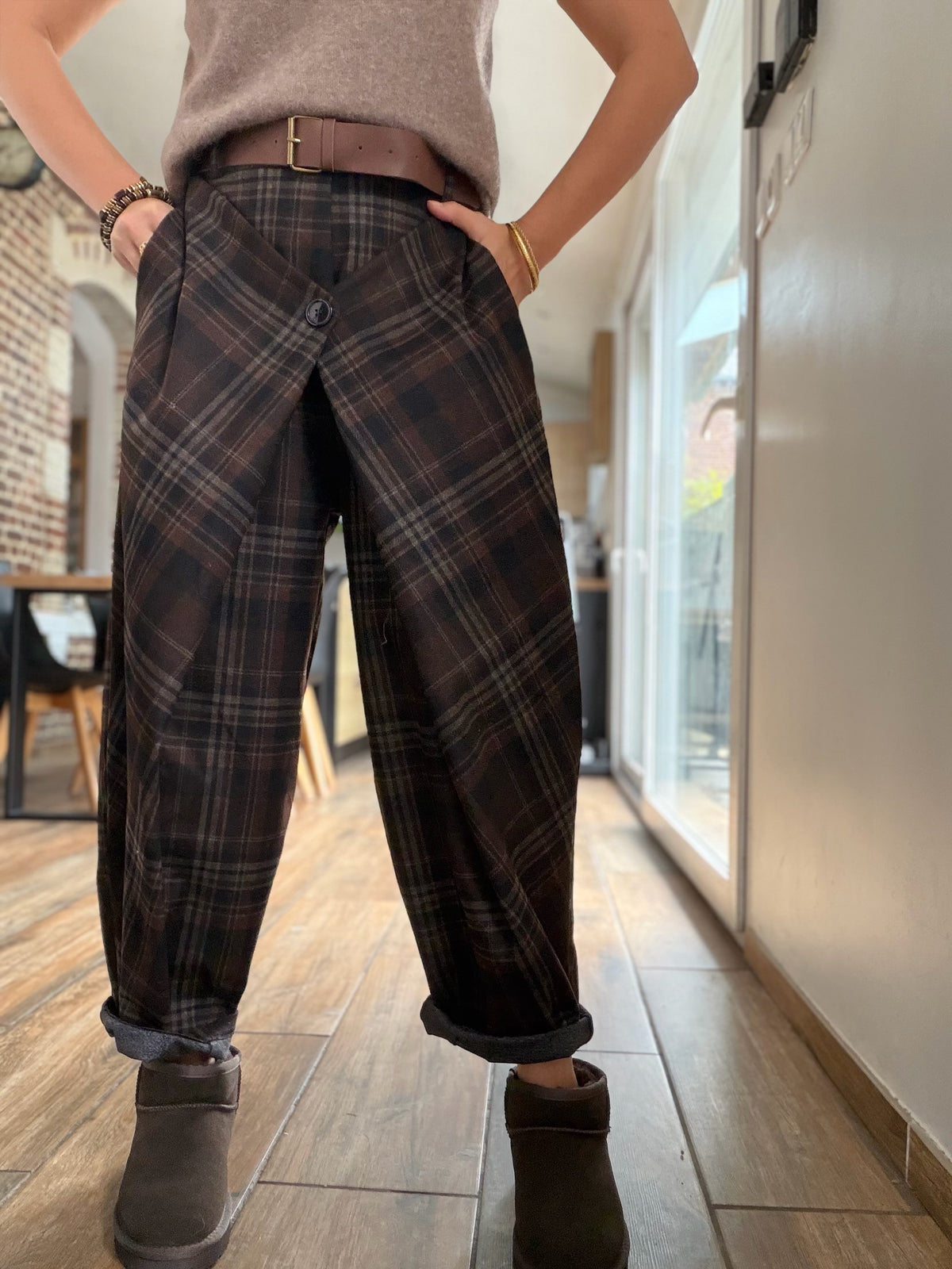Pantalon palazzo àcarreaux