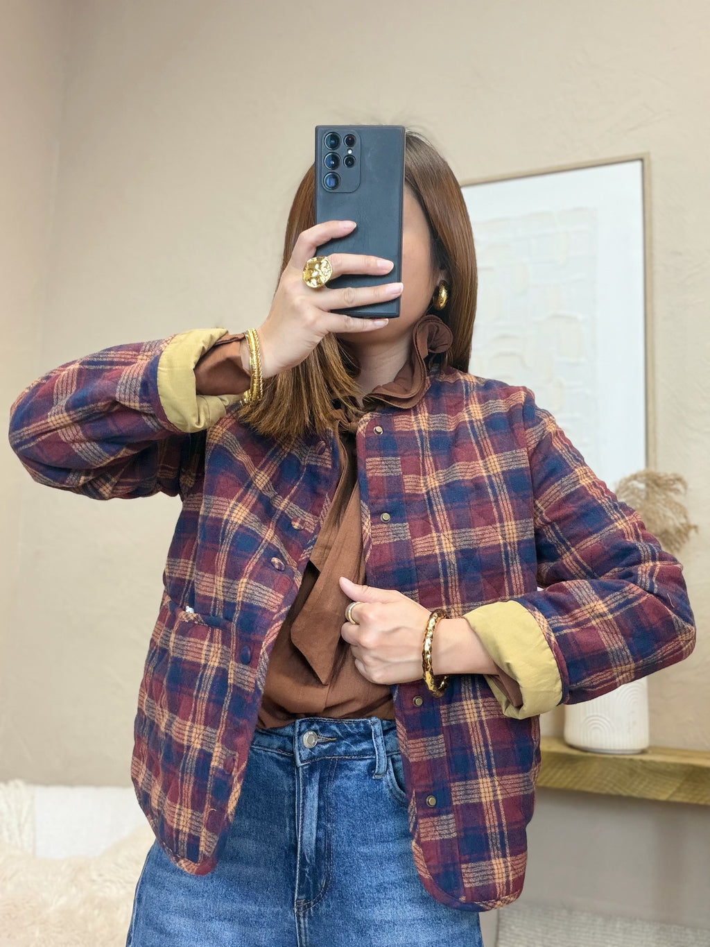 Veste à carreaux réversible