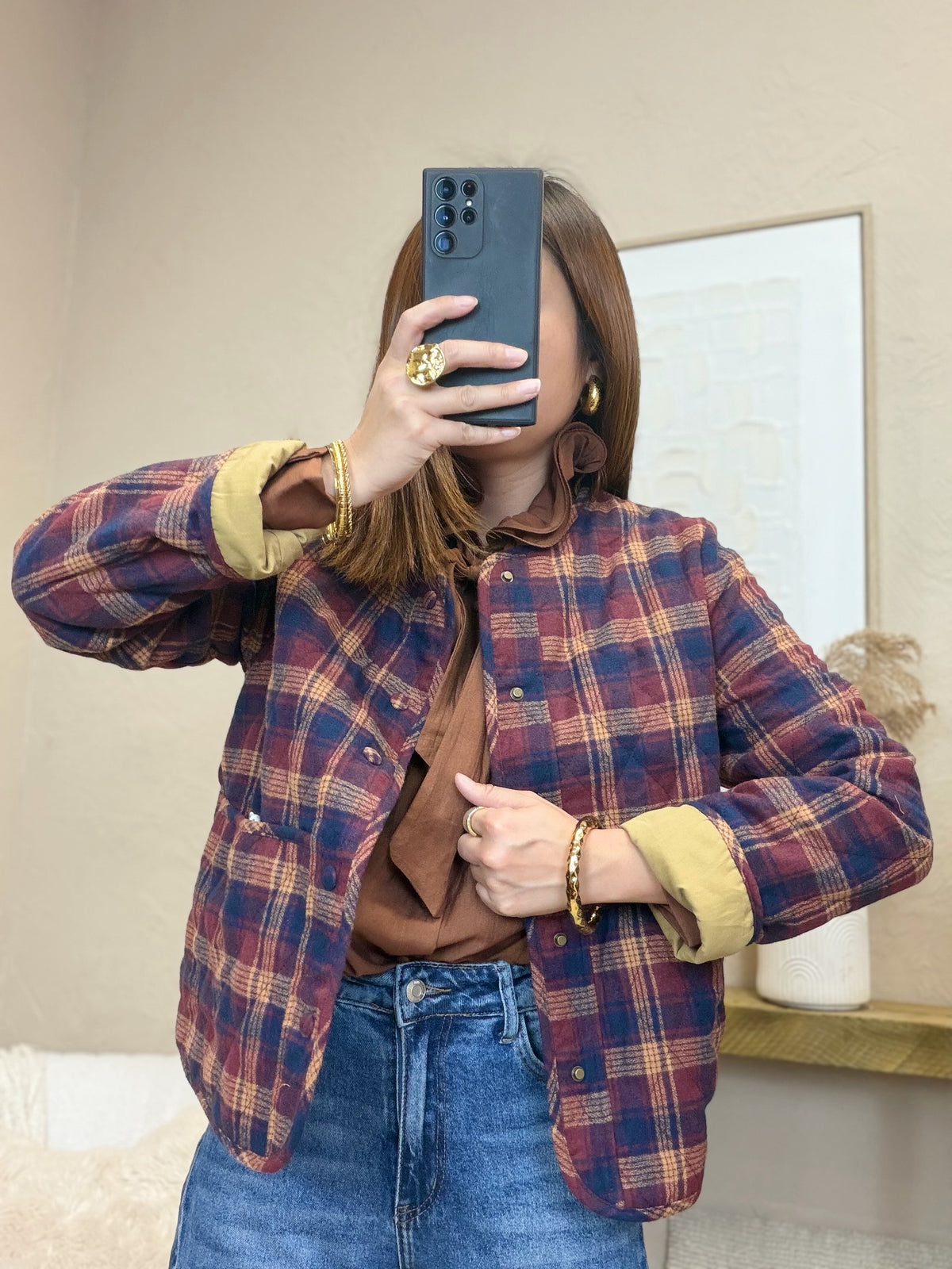 Veste à carreaux réversible