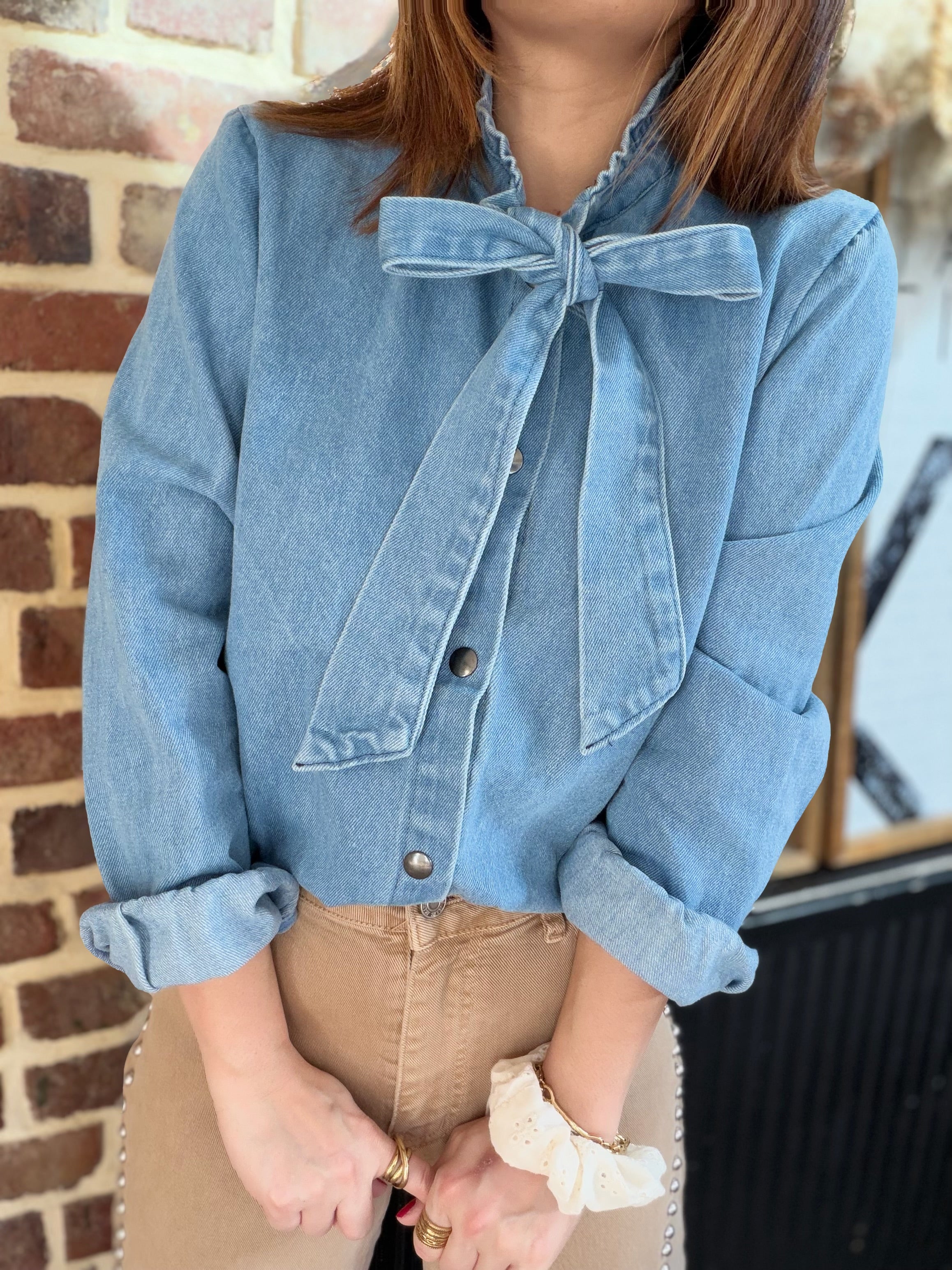Surchemise  en jean à noeud