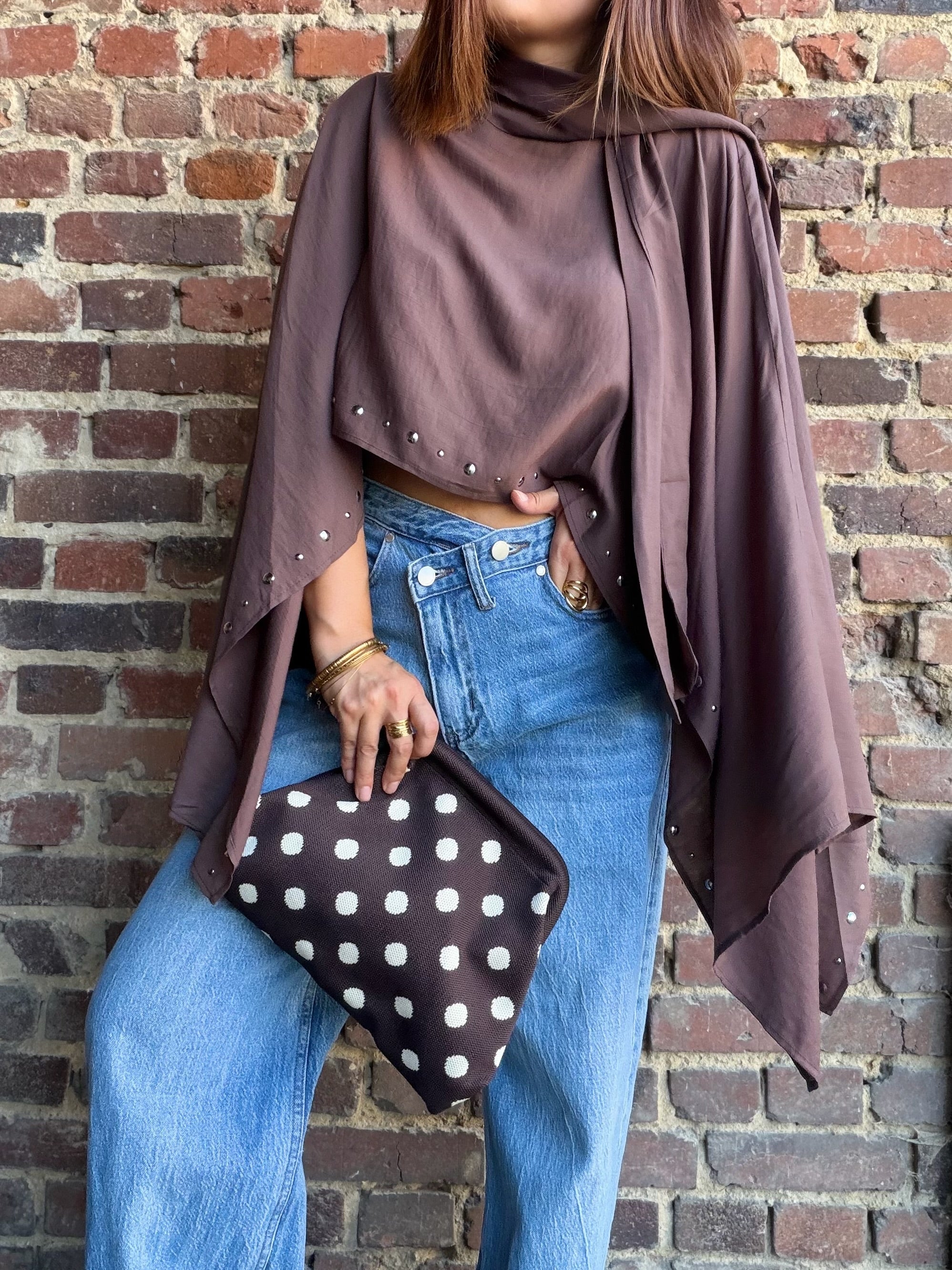 Poncho clouté choco