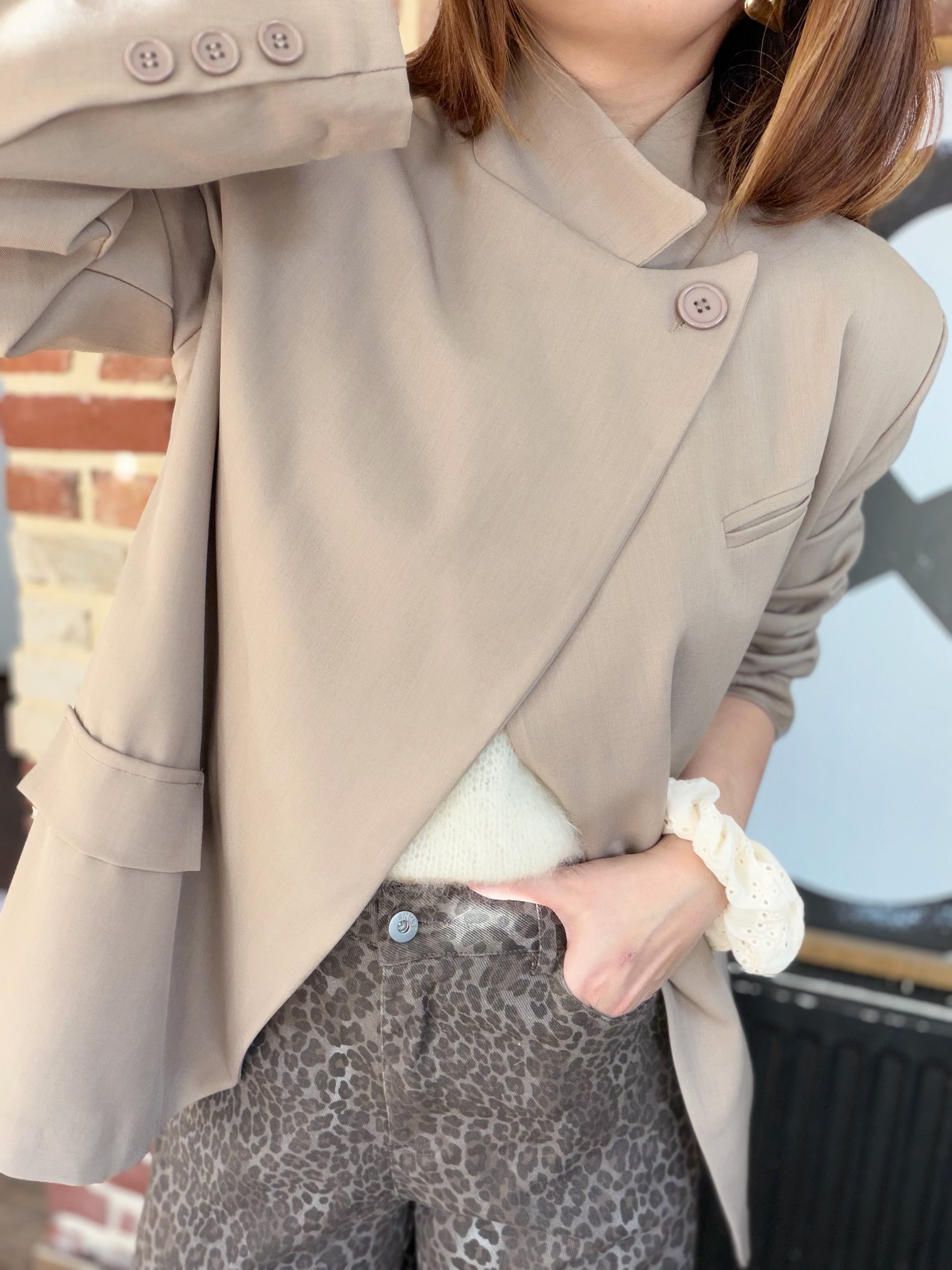 Blazer croisé taupe