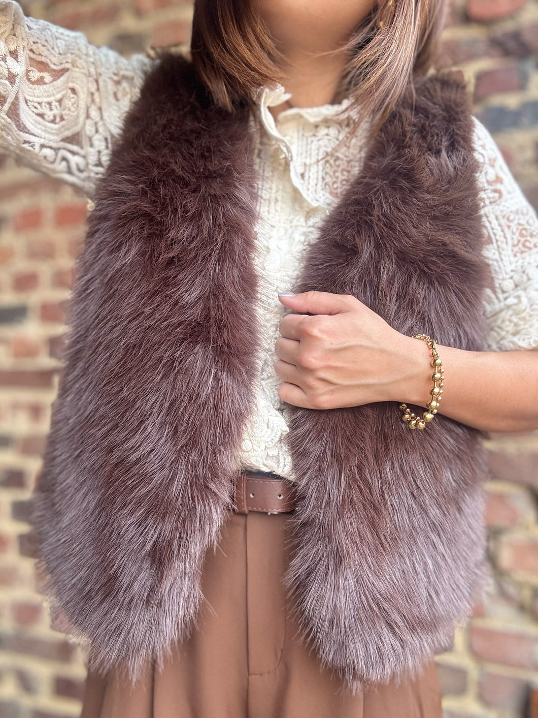 Gilet sans manches fausse fourrure