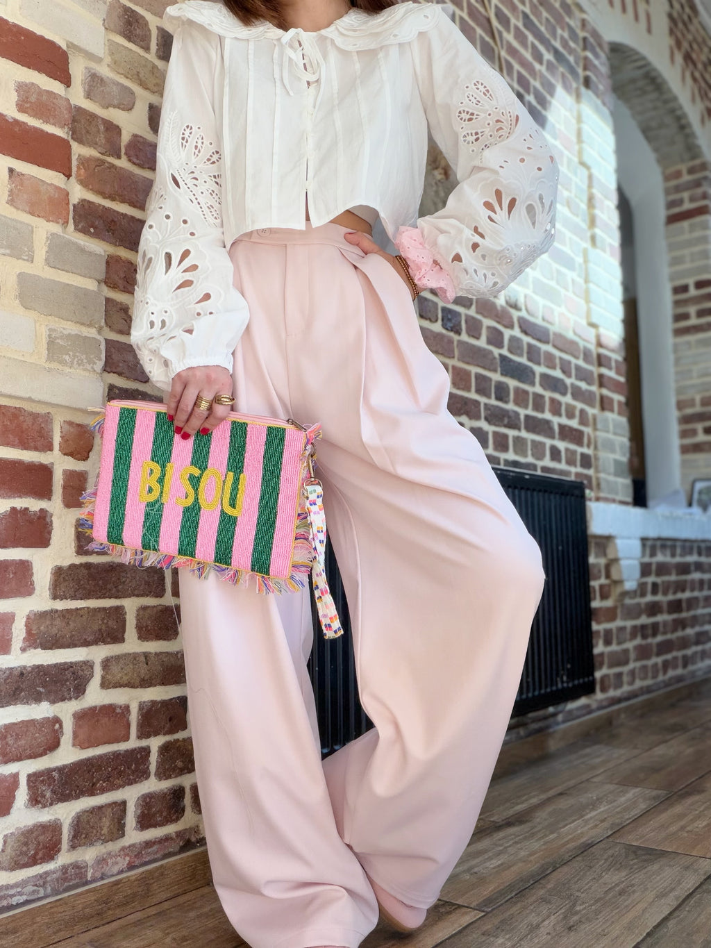 Pantalon rose à pince