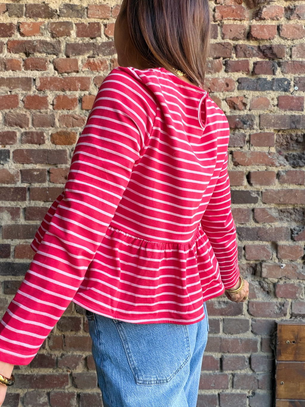 Blouse  rouge rayé péplum