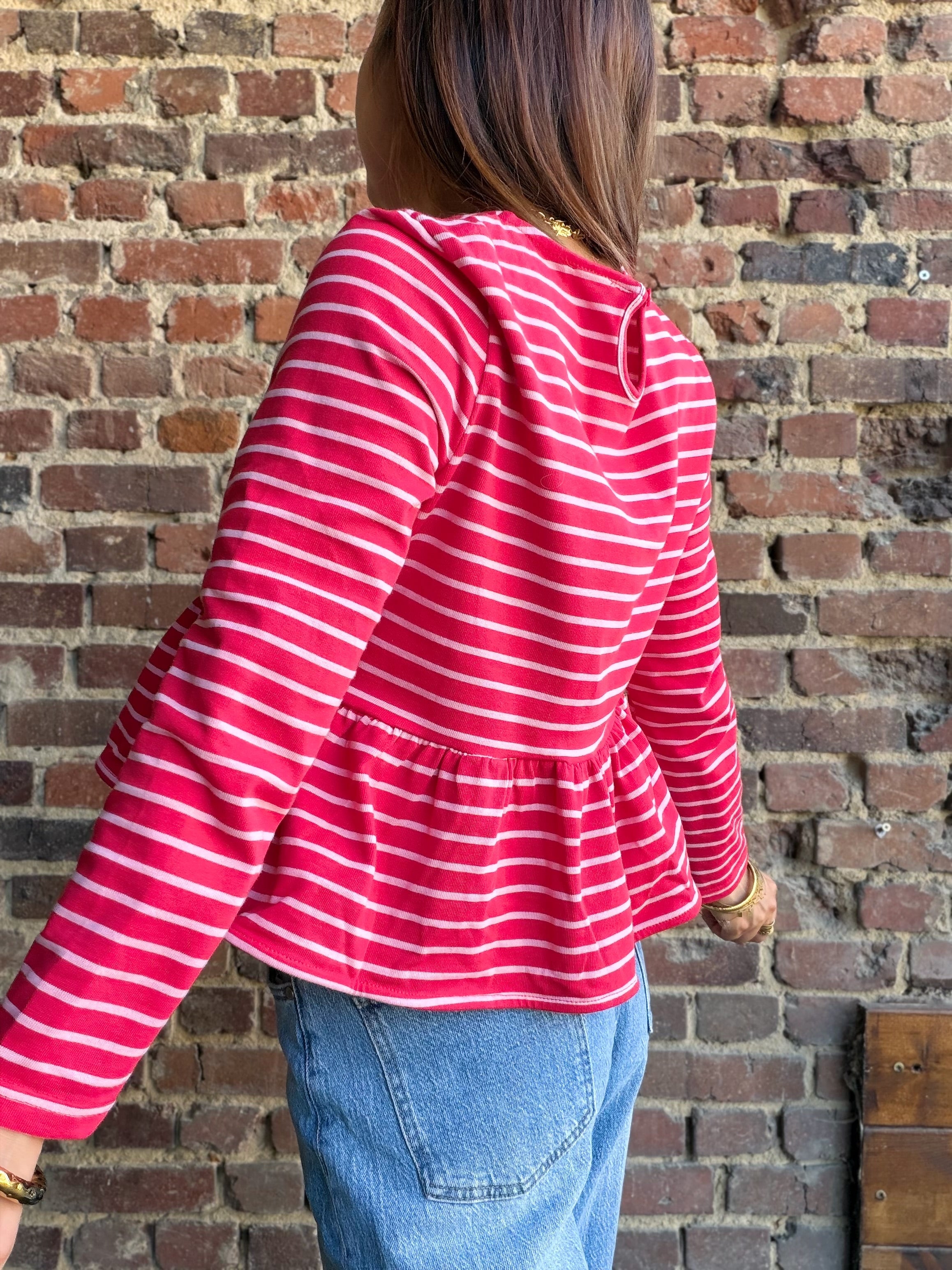 Blouse  rouge rayé péplum