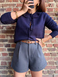 Gilet col claudine bleu marine