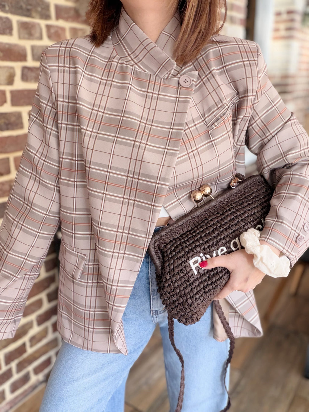 Blazer croisé à carreaux