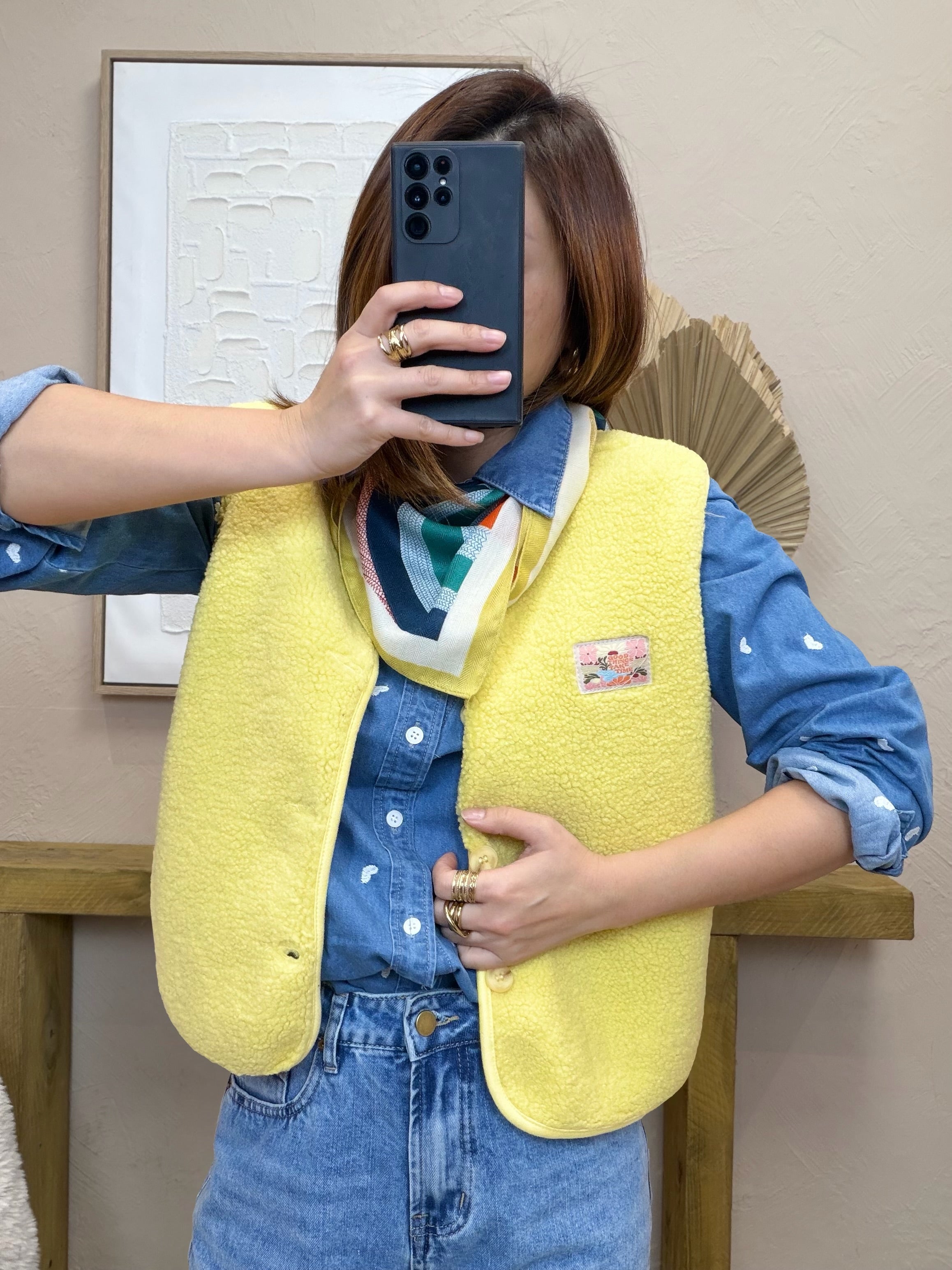 Chemise jean et coeurs