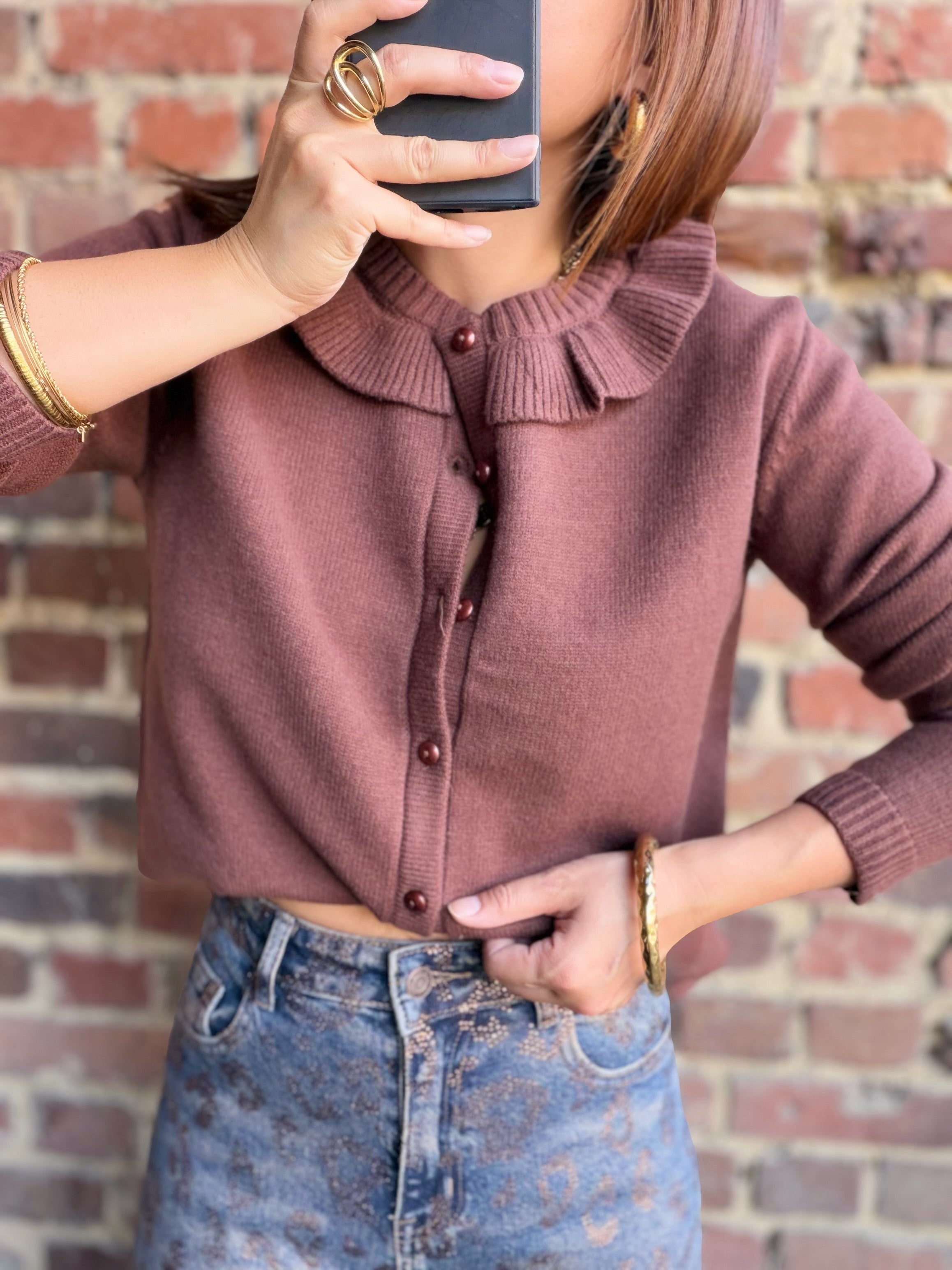 Gilet  col claudine choco