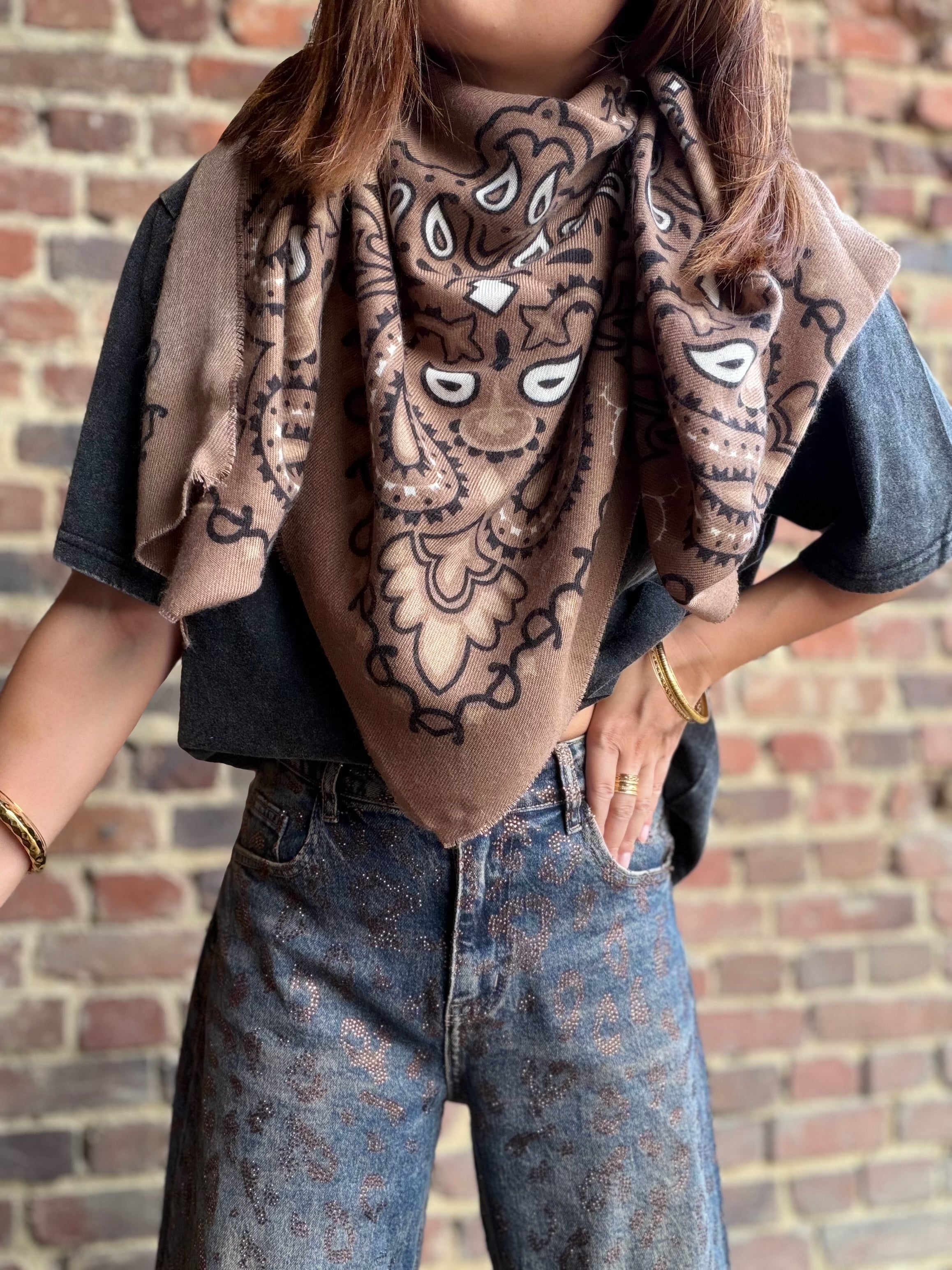Écharpe Bandana taupe