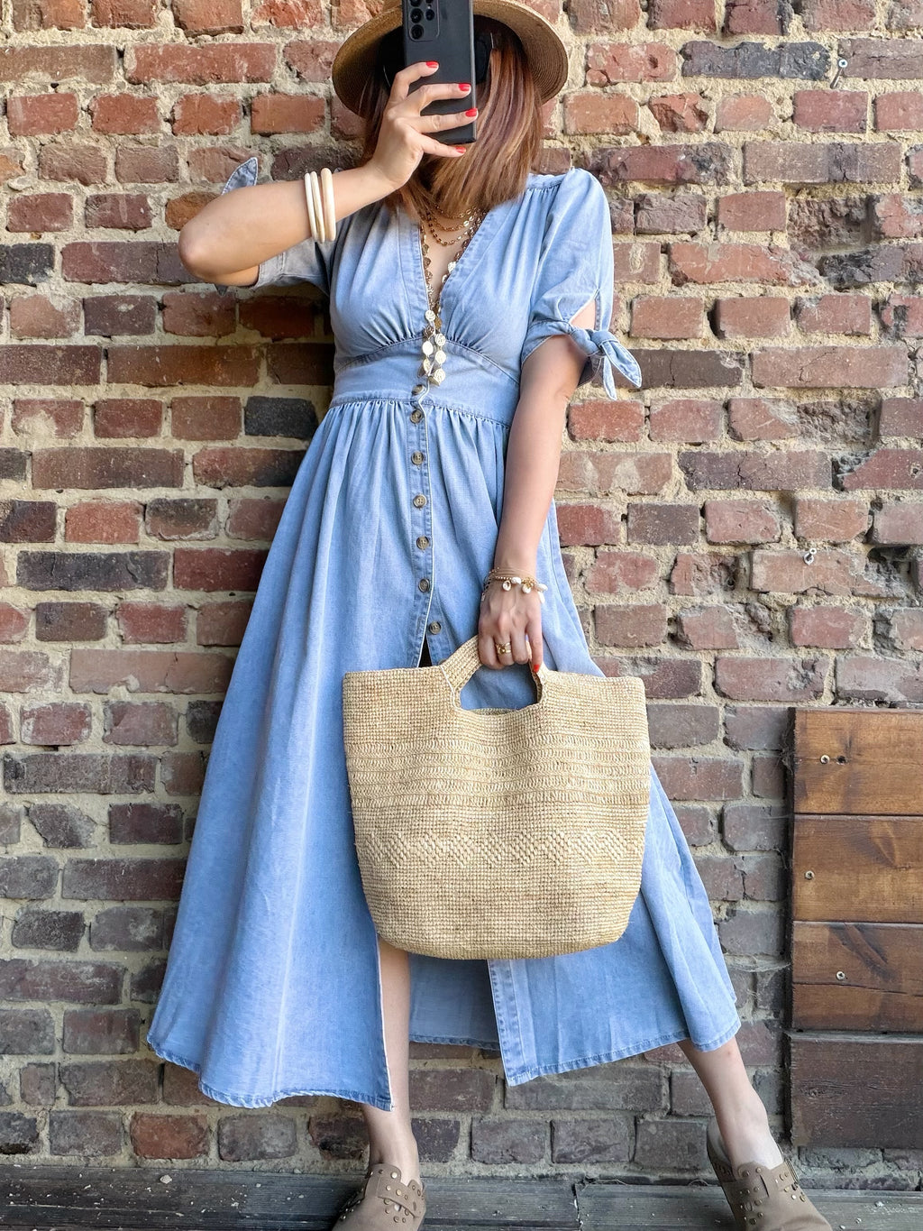 Robe longue en jean