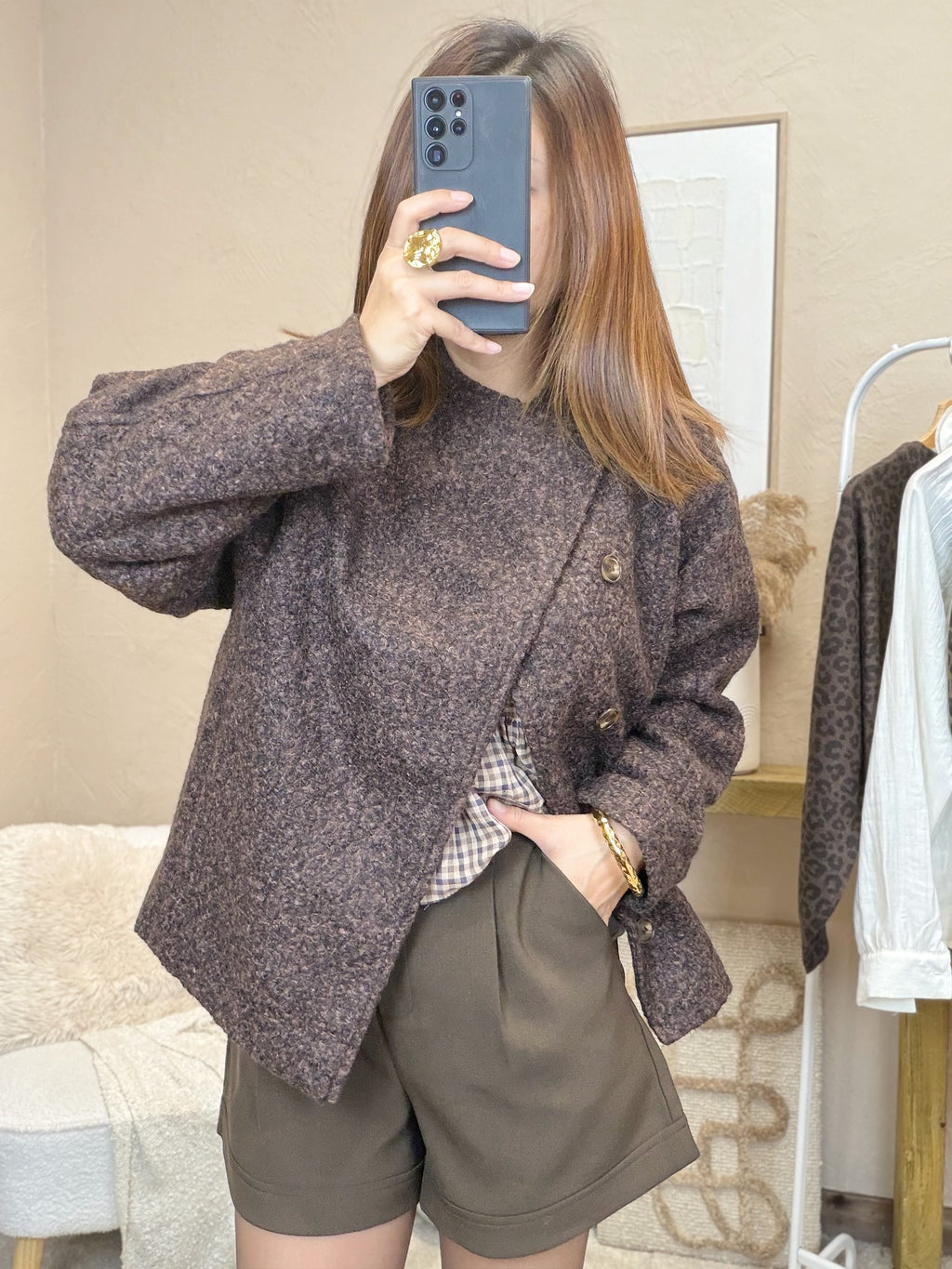 Veste choco effet mouton