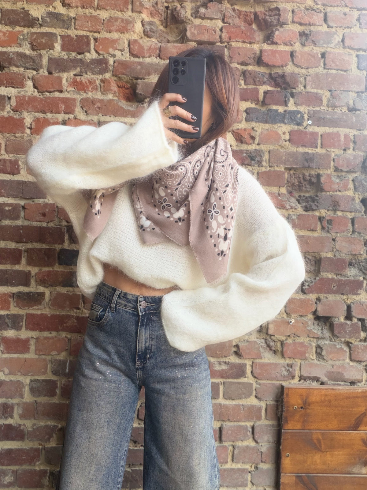 Pull écru mohair