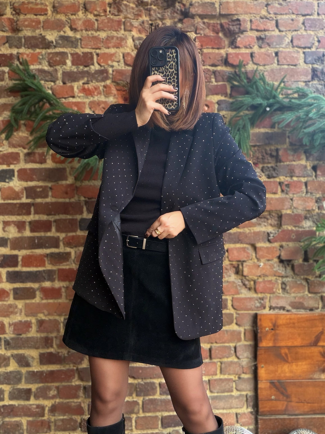 Blazer à strass argenté oversize