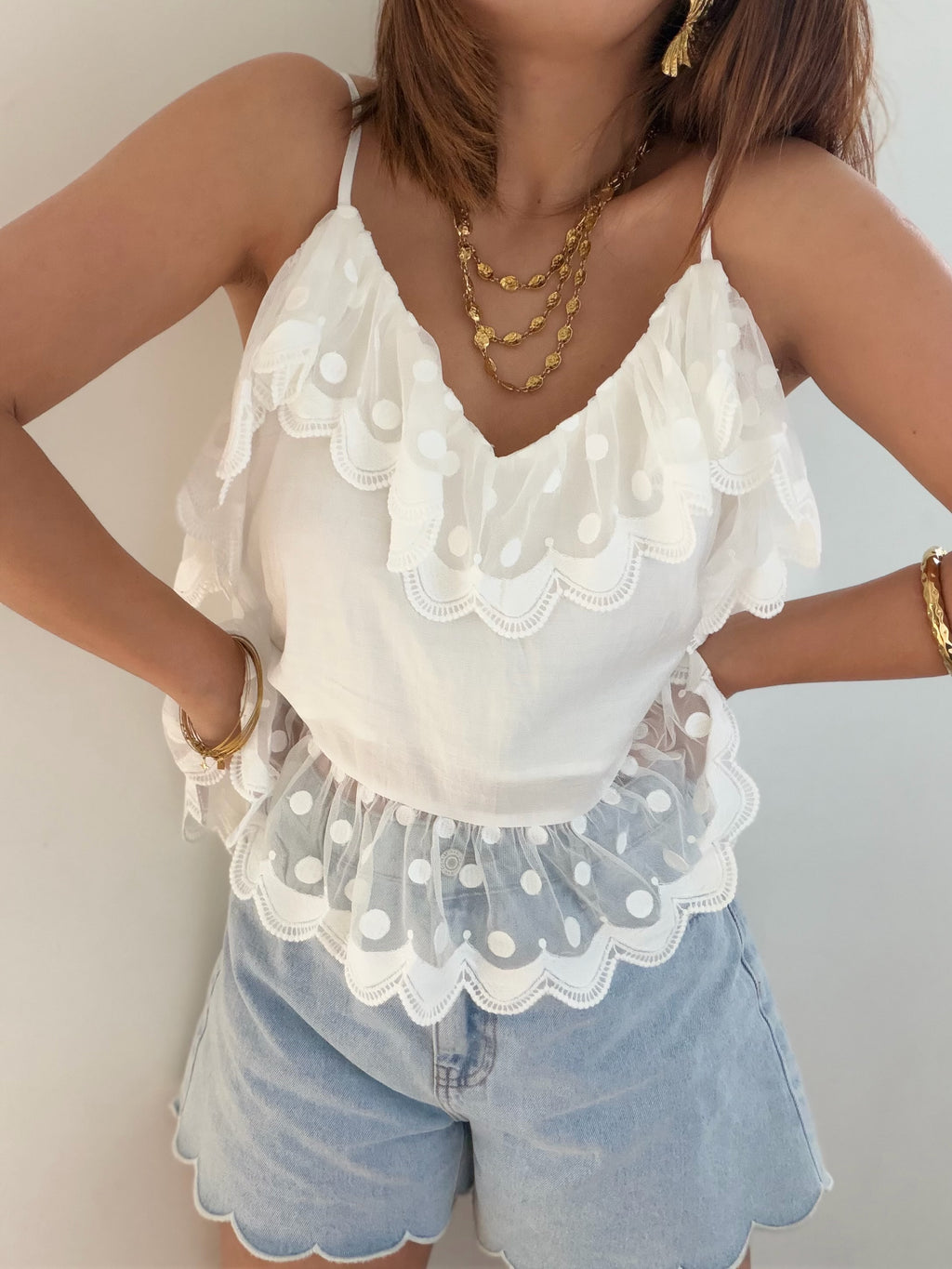Top à pois semi transparent