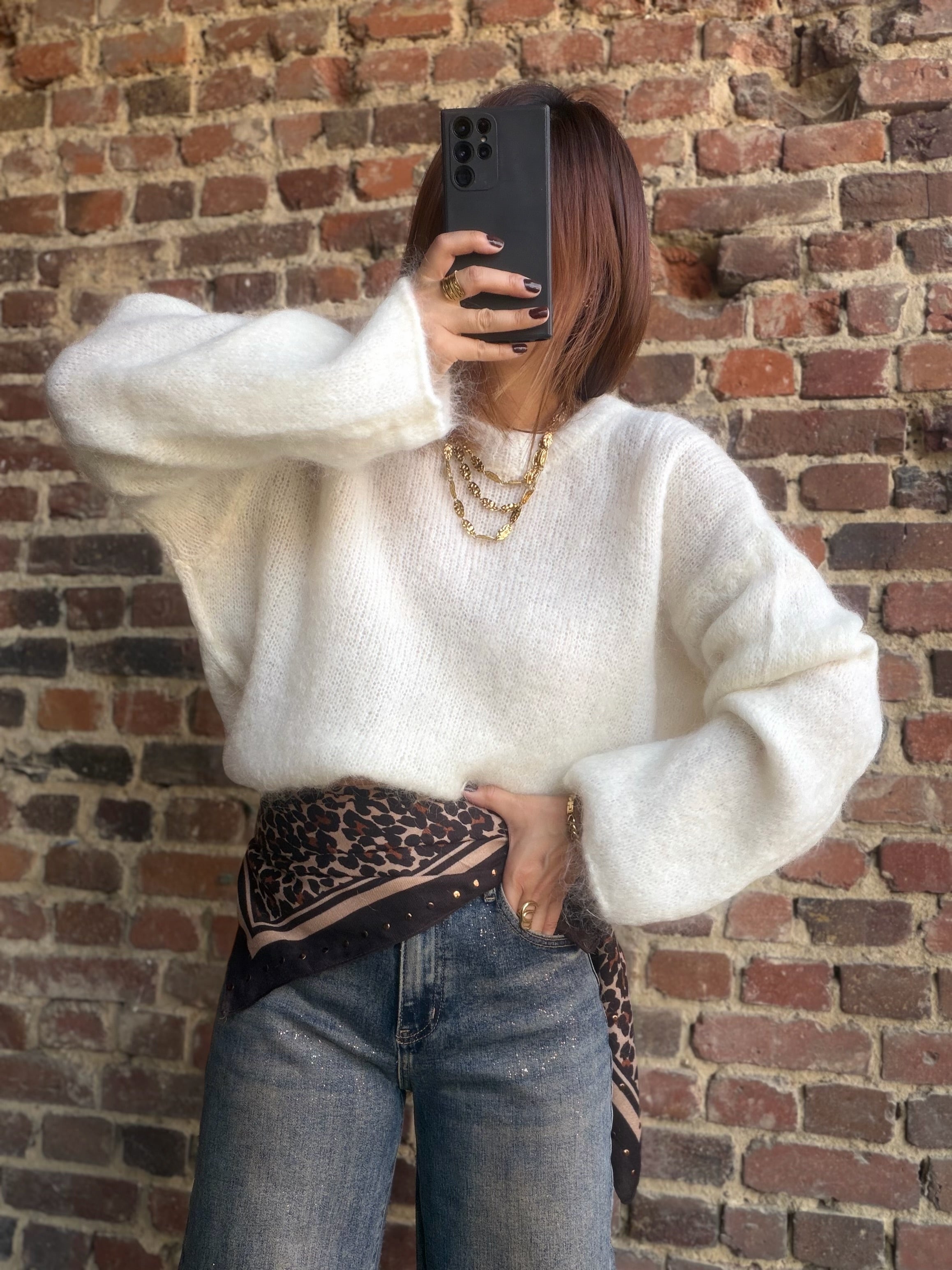 Pull écru mohair