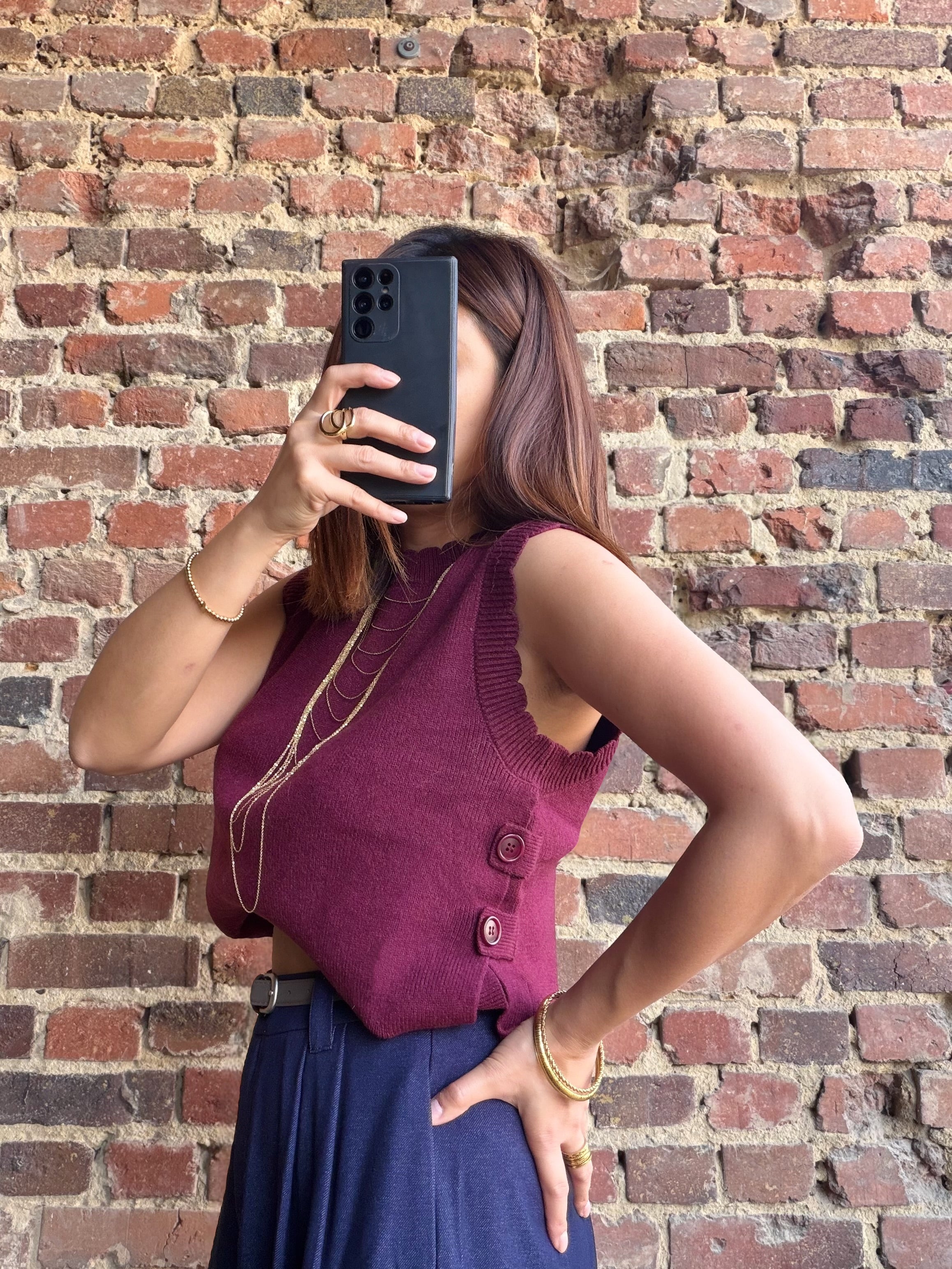 Pull sans manches bordeaux