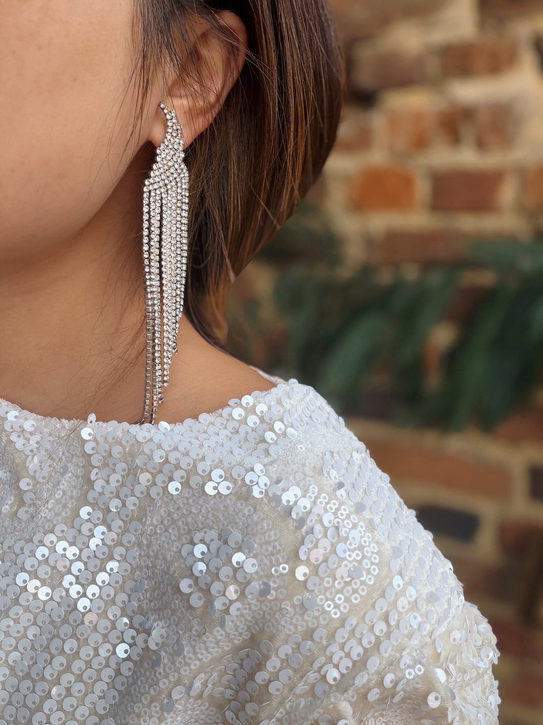 Boucles d’oreilles à strass argentées