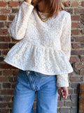 Blouse péplum beige