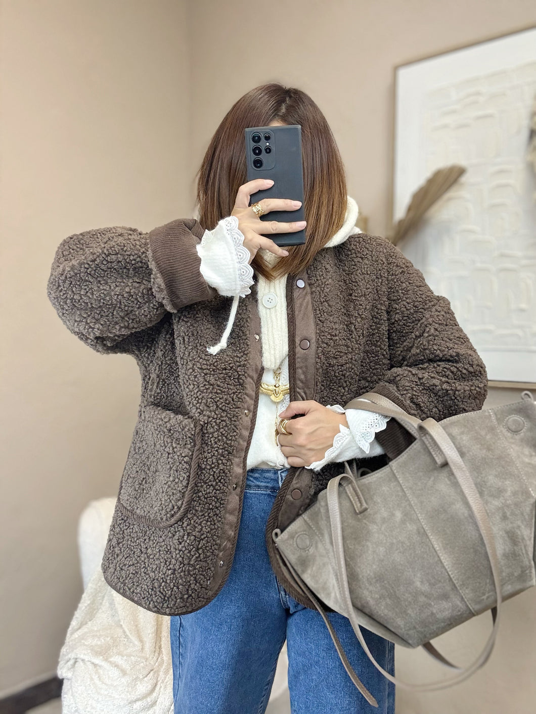 Manteau moumoute choco ( sans cagoule)