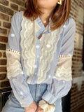 Chemise rayée à dentelle