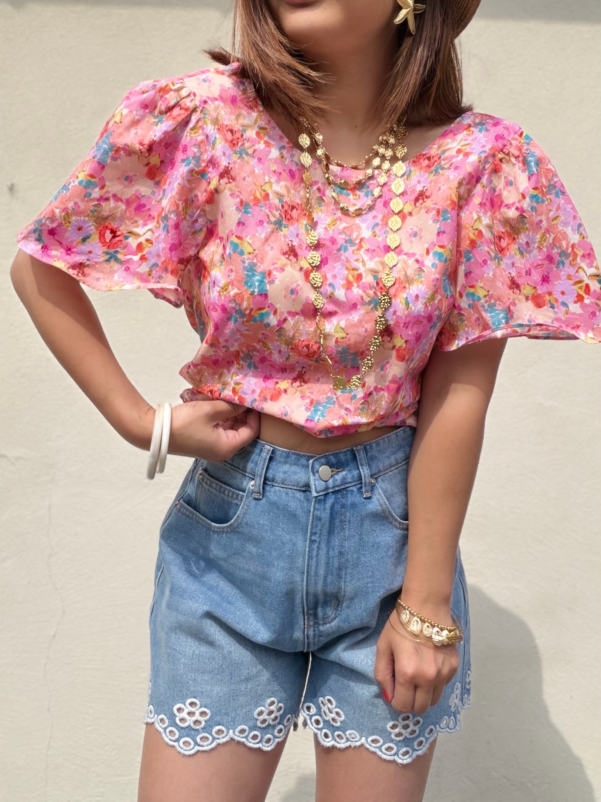 Top fleurs dos nu