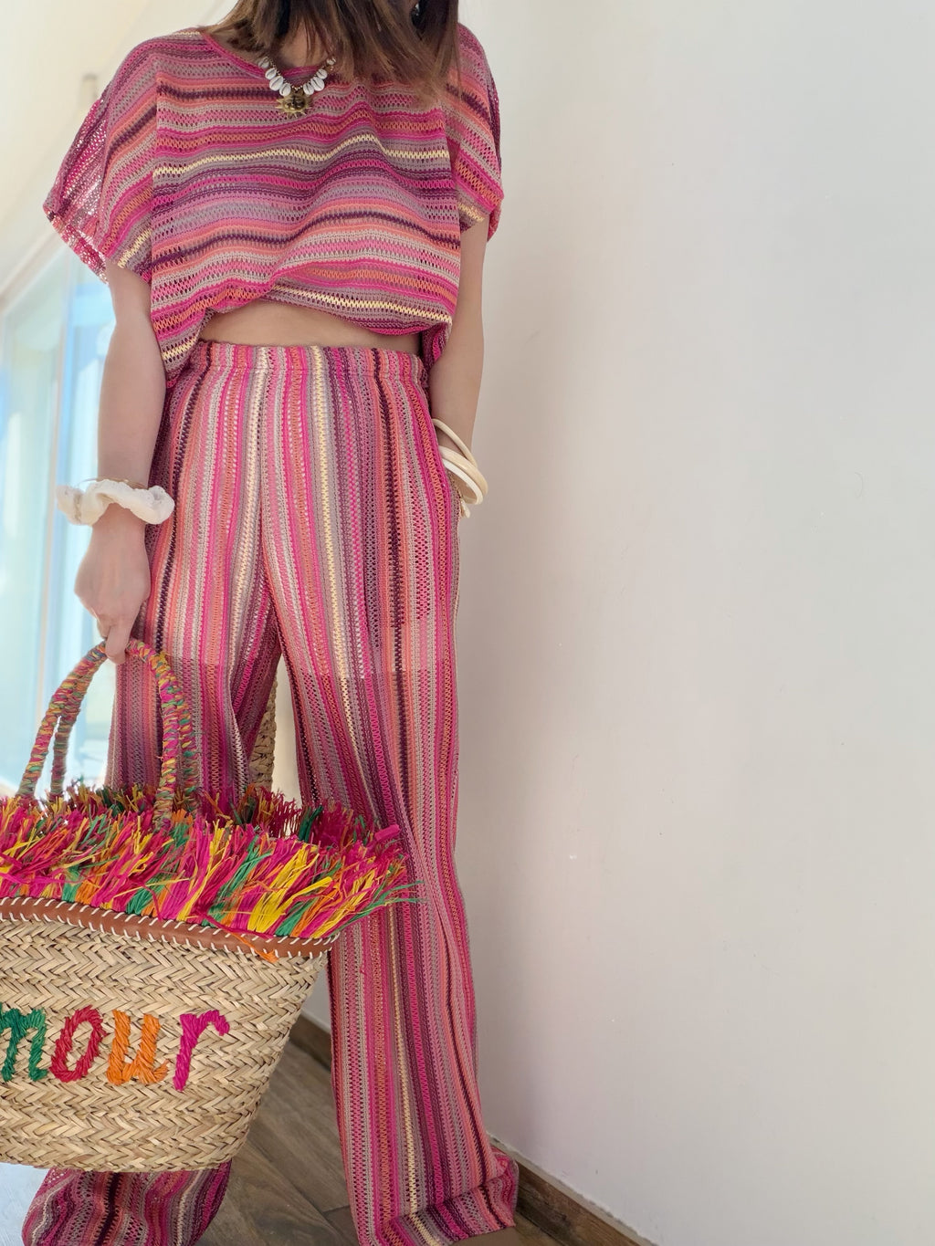 Pantalon multicolore crochet