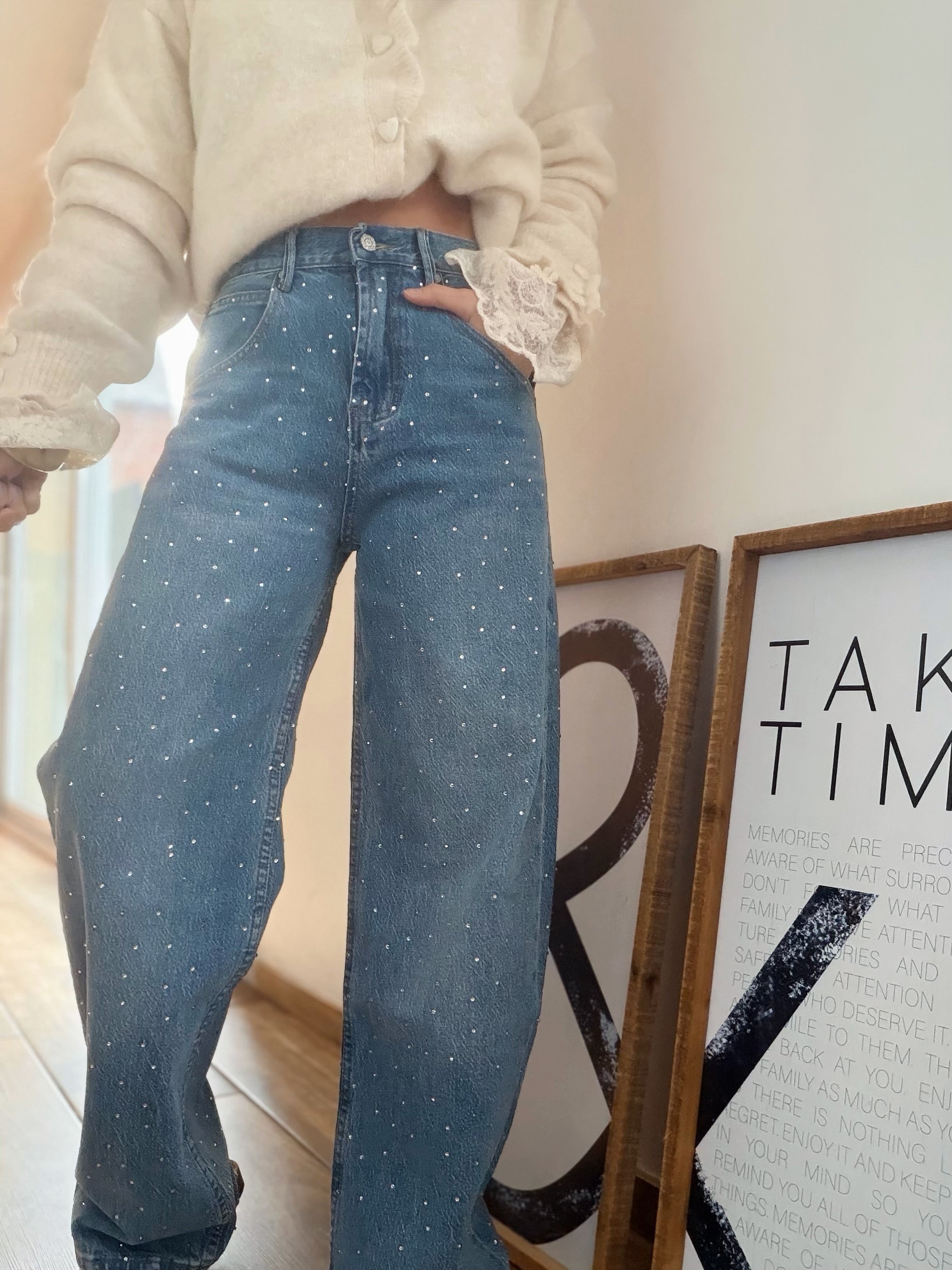 Jean ballon à strass