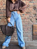 Jean wide taille croisée