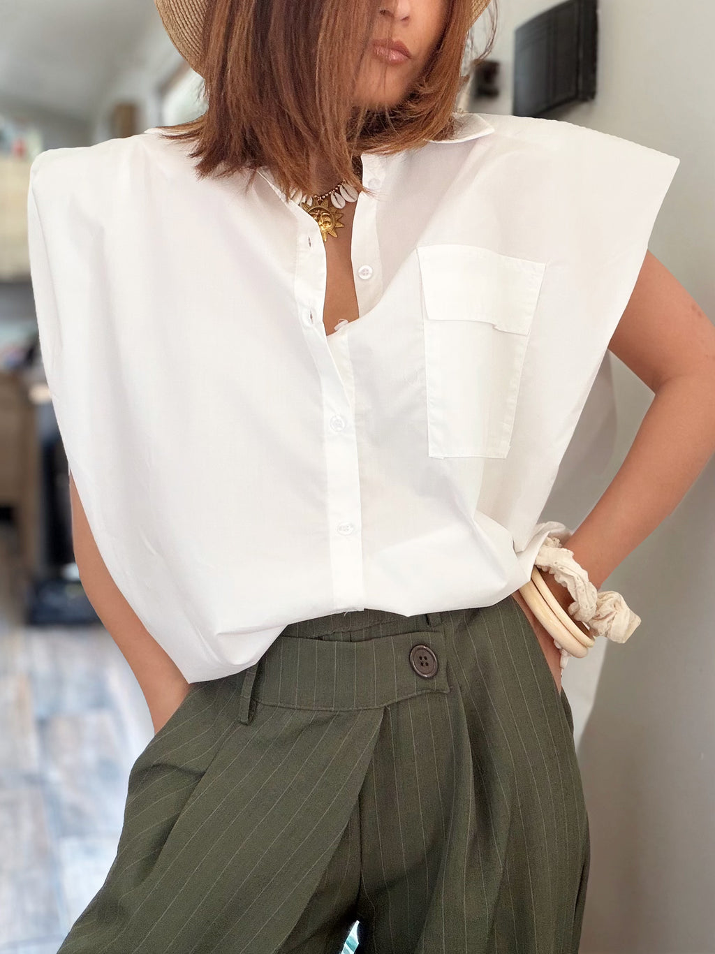 Chemise sans manches blanche