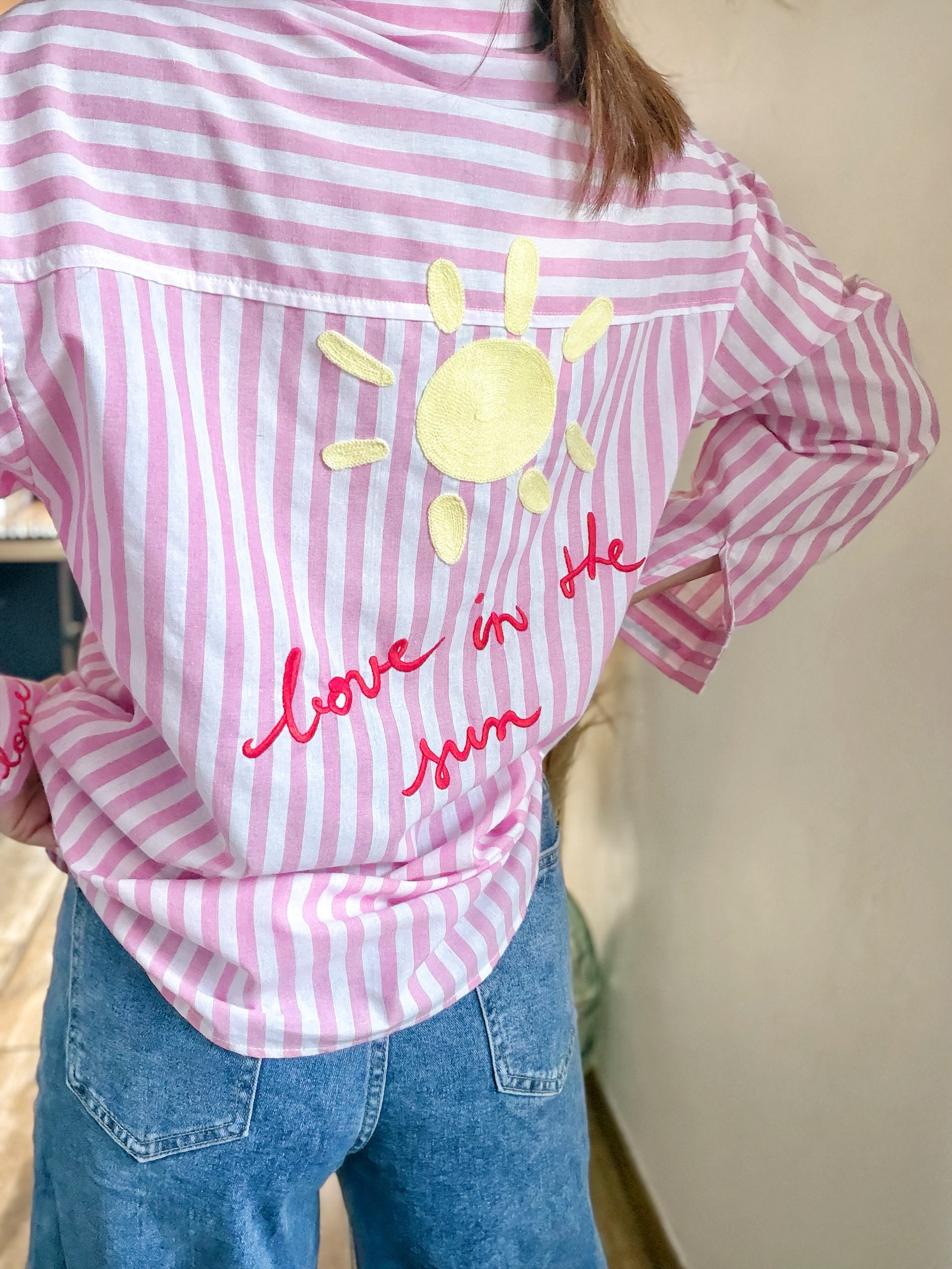 Chemise rayée rose love